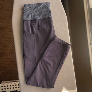 Lululemon Navy Blue Leggings with Patterned Waistband Size 8